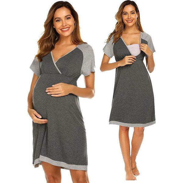 maternity dresses woman v-neck pregnants dress splicing short sleeve breast-feeding nursing clothes y4, White
maternity dresses woman v-neck pregnants dress splicing short sleeve breast-feeding nursing clothes y4, White
