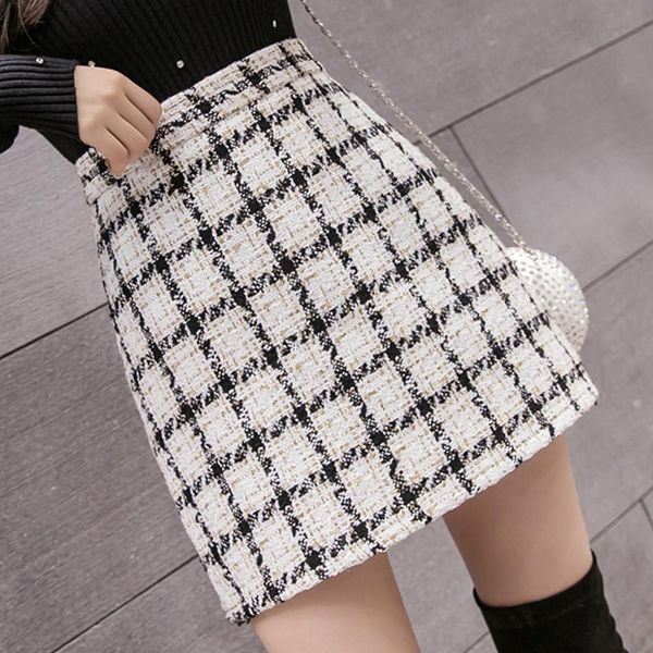 korean high waist tweed autumn women skirts winter thickened plaid woolen mini mujer faldas, Black
korean high waist tweed autumn women skirts winter thickened plaid woolen mini mujer faldas, Black
