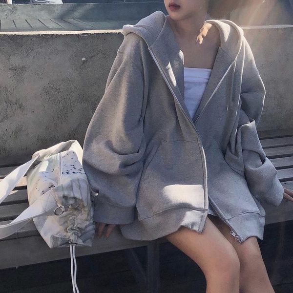 women's hoodies & sweatshirts hooded sweatshirt women autumn winter plus velvet thick korean loose zipper jacket ins clothes, Black
women's hoodies & sweatshirts hooded sweatshirt women autumn winter plus velvet thick korean loose zipper jacket ins clothes, Black