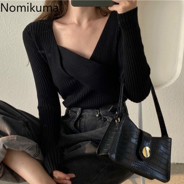 women's sweaters nomikuma cross design knitted sweater women solid color long sleeve vintage pullover jumpers autumn korean sueter muje, White;black
women's sweaters nomikuma cross design knitted sweater women solid color long sleeve vintage pullover jumpers autumn korean sueter muje, White;black