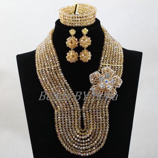 earrings & necklace champagne gold crystal african wedding party beads jewelry set pendant for women lace abl106, Silver
earrings & necklace champagne gold crystal african wedding party beads jewelry set pendant for women lace abl106, Silver
