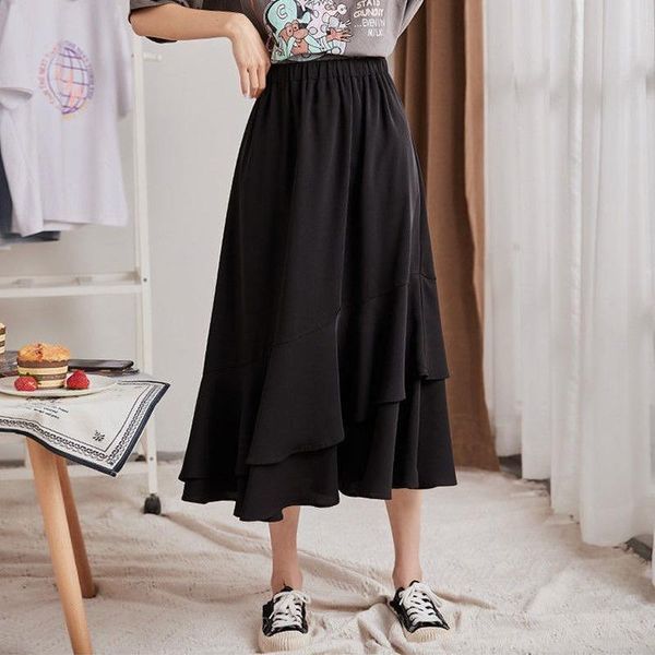 solid asymmetrical skirts womens ruffles mid-calf korean style all-match design students loose causal chic daily spring ins, Black
solid asymmetrical skirts womens ruffles mid-calf korean style all-match design students loose causal chic daily spring ins, Black