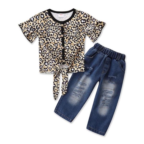 1-6y fashion kids girls clothes sets 2pcs leopard printed short sleeve t shirts denim pants clothing, White
1-6y fashion kids girls clothes sets 2pcs leopard printed short sleeve t shirts denim pants clothing, White