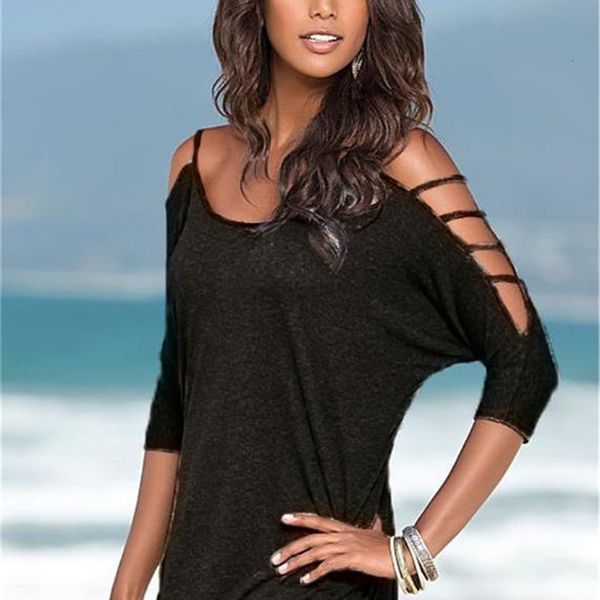 women's t-shirt out tshirts summer relaxed ladies solid color casual womens tees loose slash neck mid sleeve hollow, White
women's t-shirt out tshirts summer relaxed ladies solid color casual womens tees loose slash neck mid sleeve hollow, White