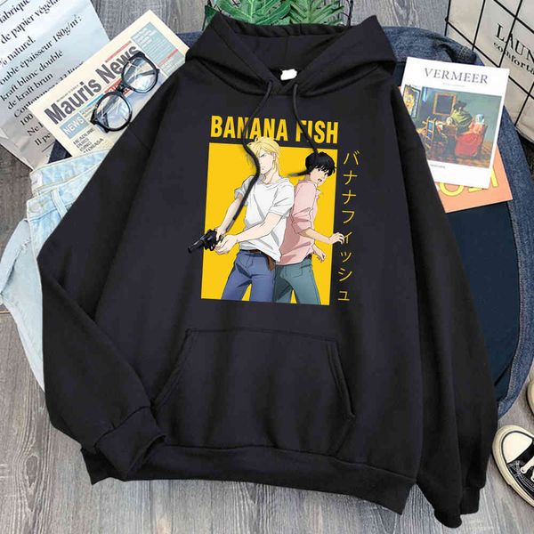 anime banana fish men's loose harajuku pocket street fashion comfortable hip hop anime hoodie, Black 
anime banana fish men's loose harajuku pocket street fashion comfortable hip hop anime hoodie, Black