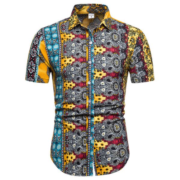men's shirt 19 selling short sleeve youth ethnic style printing slim lapel shirt men's, White;black
men's shirt 19 selling short sleeve youth ethnic style printing slim lapel shirt men's, White;black