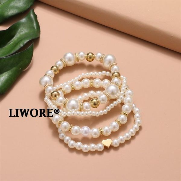 beaded, strands liwore heart shaped pearl bracelet set for women elastic white beaded wrist fashion jewelry, Black
beaded, strands liwore heart shaped pearl bracelet set for women elastic white beaded wrist fashion jewelry, Black