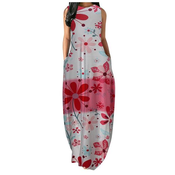 casual dresses 40# plus size floral long dress women sleeveless loose maxi bohemia pocket robe femme for 2021, Black;gray
casual dresses 40# plus size floral long dress women sleeveless loose maxi bohemia pocket robe femme for 2021, Black;gray