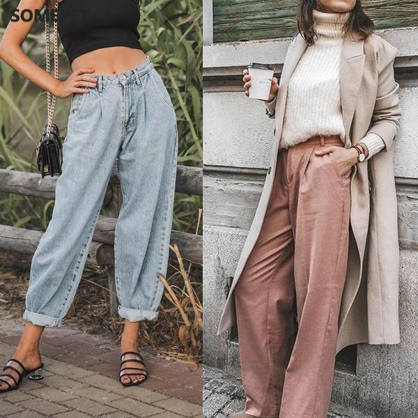 harem pants women streetwear pleated mom jeans for denim casual loose boyfriend women's, Blue
harem pants women streetwear pleated mom jeans for denim casual loose boyfriend women's, Blue