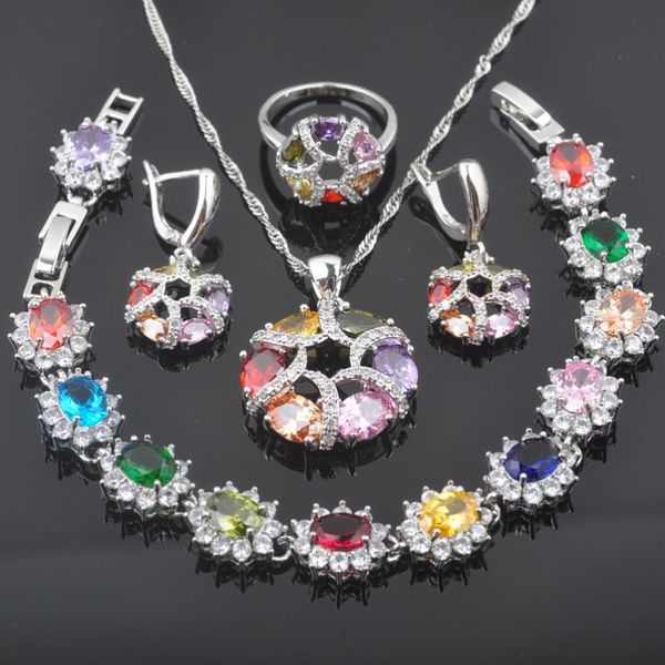 earrings & necklace st charming multicolor zirconia jewelry sets for women bracelet pendant ring set russian style qs0569, Silver
earrings & necklace st charming multicolor zirconia jewelry sets for women bracelet pendant ring set russian style qs0569, Silver