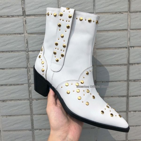 boot black leather short women's pointed toe gold rivet mid-heel heel wine fall ankle sliding boots
boot black leather short women's pointed toe gold rivet mid-heel heel wine fall ankle sliding boots