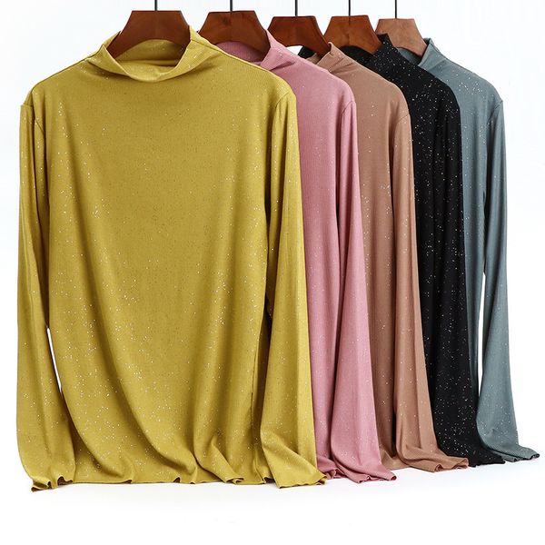 women's t shirt 2021 silver flash slim high collar long sleeve for casual, breathable and soft home base coat, White 
women's t shirt 2021 silver flash slim high collar long sleeve for casual, breathable and soft home base coat, White