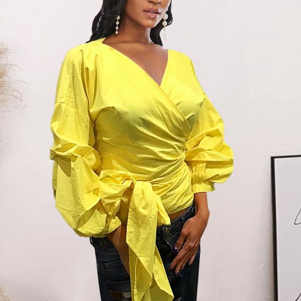 women's blouses & shirts women yellow blouse peplum with waist belt bowtie puff sleeve v neck lady summer female clothes blusas africa, White
women's blouses & shirts women yellow blouse peplum with waist belt bowtie puff sleeve v neck lady summer female clothes blusas africa, White
