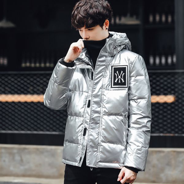 short casual fashion hooded 2021 winter new thickened short bright face men's down et, Black
short casual fashion hooded 2021 winter new thickened short bright face men's down et, Black