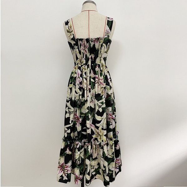 dress summer women spaghetti strap cross string front elegant floral print casual beach dress, Black;gray
dress summer women spaghetti strap cross string front elegant floral print casual beach dress, Black;gray