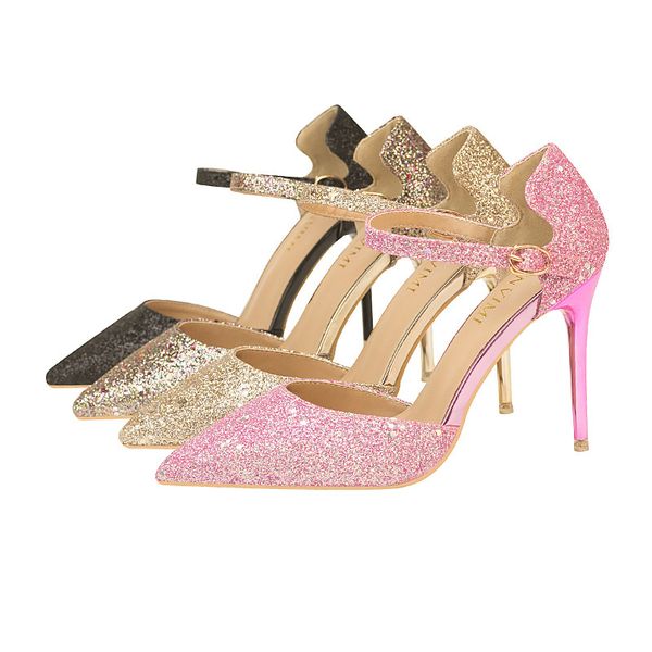 fashion high heeled shoes thin heeled high heeled shallow mouth pointed shiny hollow out one line sandals, Black
fashion high heeled shoes thin heeled high heeled shallow mouth pointed shiny hollow out one line sandals, Black