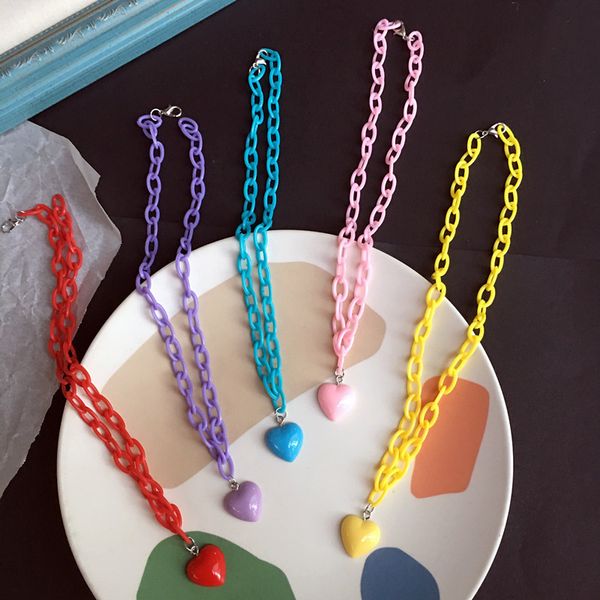 acrylic love heart pendant necklace candy color element punk single chain cute girl's personality choker women party jewelry, Silver
acrylic love heart pendant necklace candy color element punk single chain cute girl's personality choker women party jewelry, Silver
