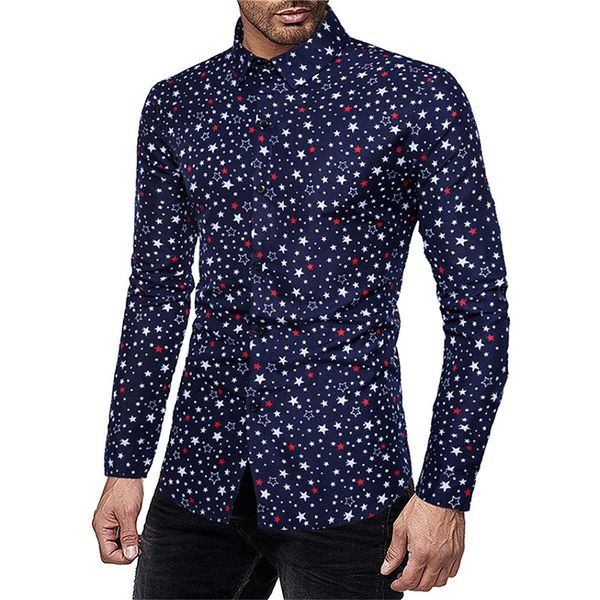 five-pointed star pattern men's long-sleeved shirt comfortable fit fashion travel office entertainment, White;black
five-pointed star pattern men's long-sleeved shirt comfortable fit fashion travel office entertainment, White;black