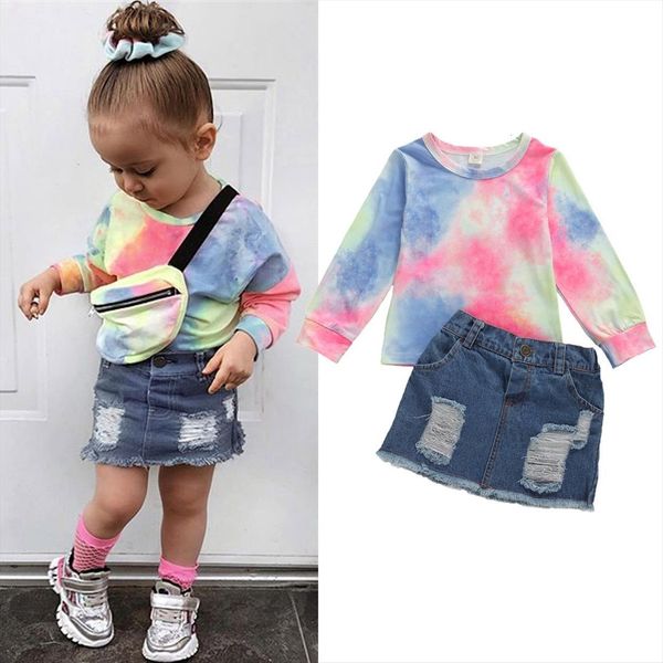 fashion infant baby girls clothes sets print long sleeve t shirts denim skirts 2pcs, White
fashion infant baby girls clothes sets print long sleeve t shirts denim skirts 2pcs, White