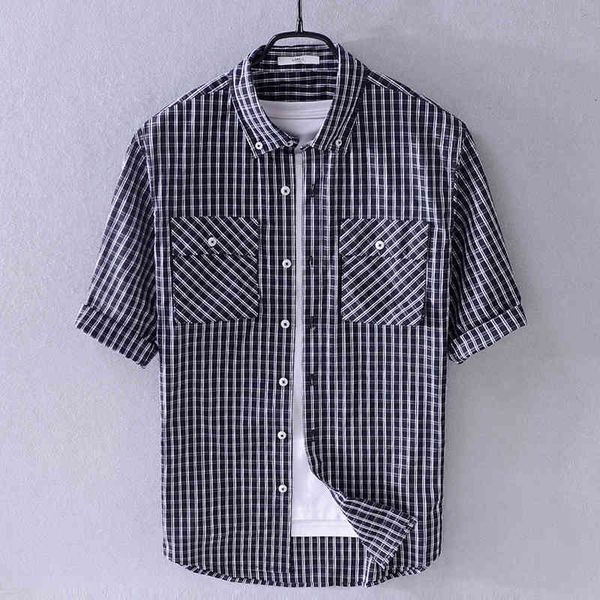 men's t-shirts summer mens half sleeve plaid cotton square collar casual trend shirt comfortable shirts for men brand camisa orfr, White;black
men's t-shirts summer mens half sleeve plaid cotton square collar casual trend shirt comfortable shirts for men brand camisa orfr, White;black