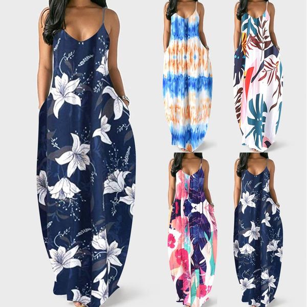 casual dresses summer women dress loose vintage print spaghetti strap female soft holiday pockets ladies vestidos, Black;gray
casual dresses summer women dress loose vintage print spaghetti strap female soft holiday pockets ladies vestidos, Black;gray
