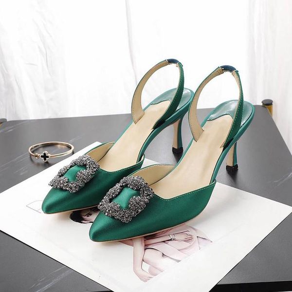 sandals fashion square buckle crystal high heels woman designer shoes pointed toe elegant sexy, Black
sandals fashion square buckle crystal high heels woman designer shoes pointed toe elegant sexy, Black