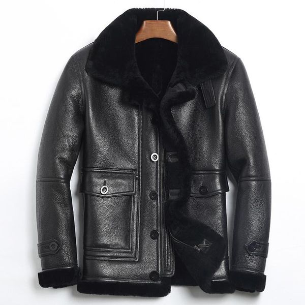 men's leather & faux jacket men real fur coat winter sheep shearling warm wool jackets jaqueta de couro 185-1 yy708, Black
men's leather & faux jacket men real fur coat winter sheep shearling warm wool jackets jaqueta de couro 185-1 yy708, Black