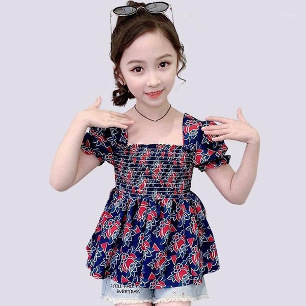 girls blouse floral children's shirts for puff sleeve square collar school clothes, White;black
girls blouse floral children's shirts for puff sleeve square collar school clothes, White;black