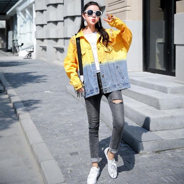 women's jackets spring high street women korean version boyfriend style loose denim jacket color patchwork vintage frayed female jeans, Black;brown
women's jackets spring high street women korean version boyfriend style loose denim jacket color patchwork vintage frayed female jeans, Black;brown