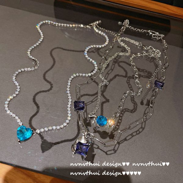 strands strings bright sea blue treasure sweetheart necklace plated with 18k gold love zircon flash drill neck chain and clavicle, Black
strands strings bright sea blue treasure sweetheart necklace plated with 18k gold love zircon flash drill neck chain and clavicle, Black