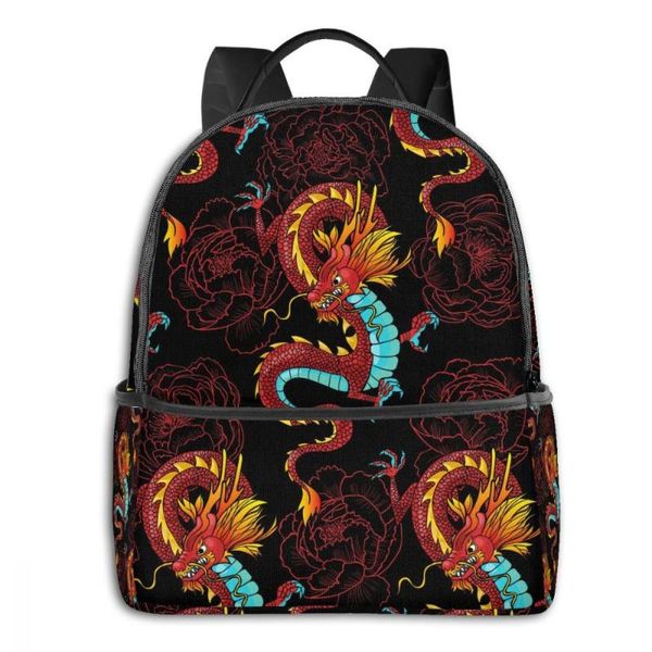 backpack fashion college school bag casual women chinese dragons and peonies book packbag for teenage travel shoulder
backpack fashion college school bag casual women chinese dragons and peonies book packbag for teenage travel shoulder