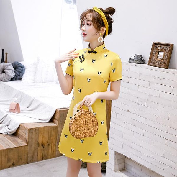 ethnic clothing yellow women print animal qipao skirt short sleeve mini cotton chinese dress elegant slim cheongsam show gown vestidos, Red
ethnic clothing yellow women print animal qipao skirt short sleeve mini cotton chinese dress elegant slim cheongsam show gown vestidos, Red