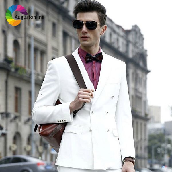 men's suits & blazers tailored double breasted white men for wedding man blazer 2piece jacket pants vest slim fit groom tuxedos pr, White;black
men's suits & blazers tailored double breasted white men for wedding man blazer 2piece jacket pants vest slim fit groom tuxedos pr, White;black