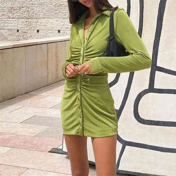 spring and summer women's dress casual solid color lapel long sleeve pleated vestidos 210430, Black;gray
spring and summer women's dress casual solid color lapel long sleeve pleated vestidos 210430, Black;gray