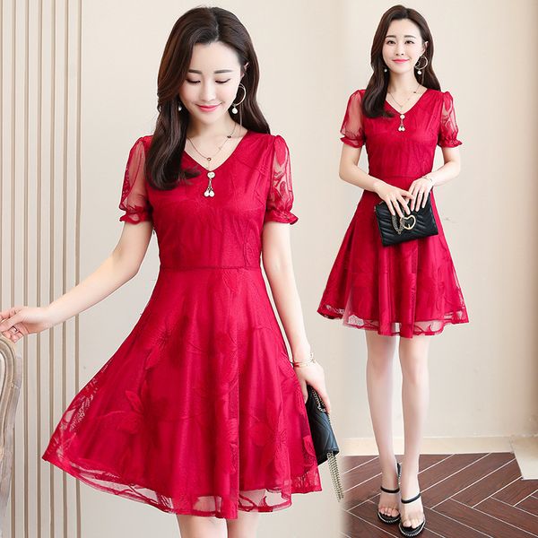 dresses large women's dress spring and summer 2021 new fashion waist length lace v-neck short sleeve, Black;gray
dresses large women's dress spring and summer 2021 new fashion waist length lace v-neck short sleeve, Black;gray