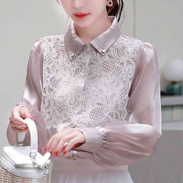 blouse women blusas camisas mujer women blouses autumn long sleeve lace chiffon blouse shirt women shirts blusa d377 210602, White 
blouse women blusas camisas mujer women blouses autumn long sleeve lace chiffon blouse shirt women shirts blusa d377 210602, White