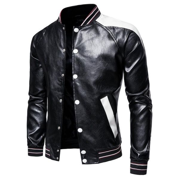 men's fur & faux 2021 motorcycle leather jacket men casual color matching single breasted slim autumn fashion pu, Black
men's fur & faux 2021 motorcycle leather jacket men casual color matching single breasted slim autumn fashion pu, Black