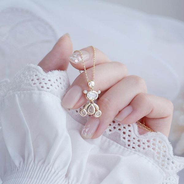 chains 2021 design exquisite movable bear women necklace 14k real gold elegant zircon birthday gift jewelry brincos, Silver
chains 2021 design exquisite movable bear women necklace 14k real gold elegant zircon birthday gift jewelry brincos, Silver