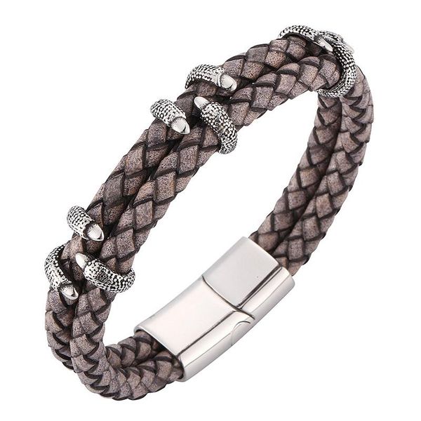 charm bracelets vintage jewelry men antique gray double braided leather bracelet retro stainless steel wristband magnetic buckle bangles sp0, Golden;silver
charm bracelets vintage jewelry men antique gray double braided leather bracelet retro stainless steel wristband magnetic buckle bangles sp0, Golden;silver