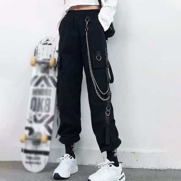 women's pants & capris women cargo 2021 harem fashion punk pockets jogger trousers with chain harajuku elastics high waist streetwear, Black;white
women's pants & capris women cargo 2021 harem fashion punk pockets jogger trousers with chain harajuku elastics high waist streetwear, Black;white