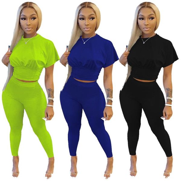 running sets sports fashion two-piece waist short-sleeved trousers suit, Black;blue