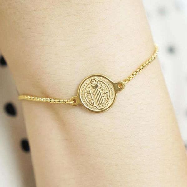 gold stainless steel st benedict medal coin bracelet metal san benito adjustable box chain bohemia charm bracelets, Golden;silver
gold stainless steel st benedict medal coin bracelet metal san benito adjustable box chain bohemia charm bracelets, Golden;silver