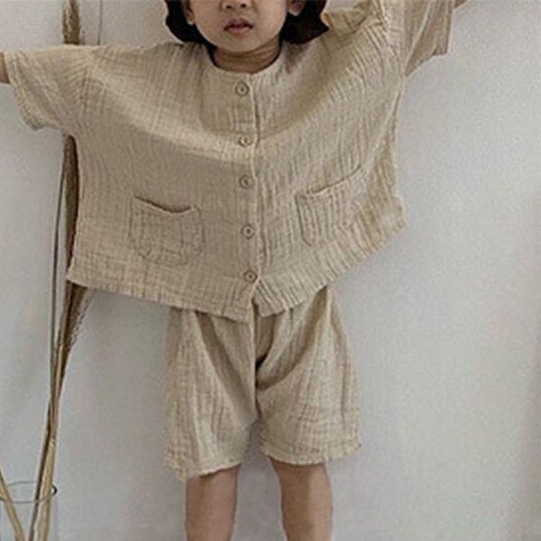 children's summer clothing 2021 suit cotton and linen wrinkle single-breasted loose boys girls casual sets, White
children's summer clothing 2021 suit cotton and linen wrinkle single-breasted loose boys girls casual sets, White