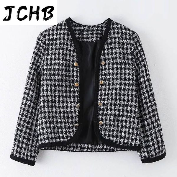 vintage plaid tweed jacket coat with buttons women stylish v neck short cardigan houndstooth long sleeve jackets women's, Black;brown 
vintage plaid tweed jacket coat with buttons women stylish v neck short cardigan houndstooth long sleeve jackets women's, Black;brown