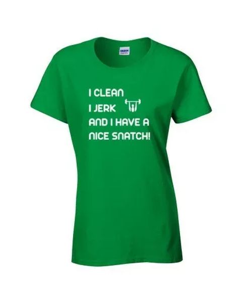 i clean, jerk & have a nice snatch women's work out crossfit ladies t-shirt65, White;black
i clean, jerk & have a nice snatch women's work out crossfit ladies t-shirt65, White;black