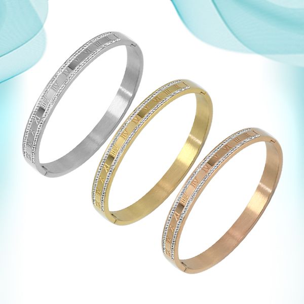 new fashio roman numerals diamond bangle high color zircon titanium steel bangles simple economical accessories with wholesale offers, Black
new fashio roman numerals diamond bangle high color zircon titanium steel bangles simple economical accessories with wholesale offers, Black