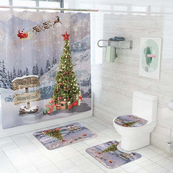 shower curtains christmas curtain waterproof suit bathroom non-slip absorbent bath mat toilet carpet decoration home set
shower curtains christmas curtain waterproof suit bathroom non-slip absorbent bath mat toilet carpet decoration home set
