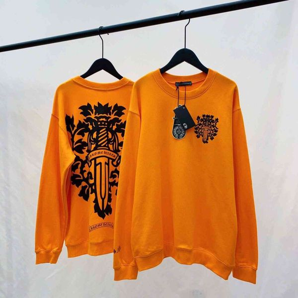 2021 early autumn new ch croix lovers orange sword totem round neck loose sweater for men and women, Black
2021 early autumn new ch croix lovers orange sword totem round neck loose sweater for men and women, Black