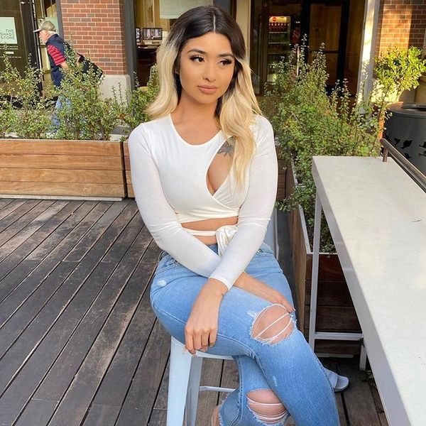 women's blouses & shirts 2021 summer women short slimming bottoming shirt solid color hollow bandage slim blouse ladies, White
women's blouses & shirts 2021 summer women short slimming bottoming shirt solid color hollow bandage slim blouse ladies, White