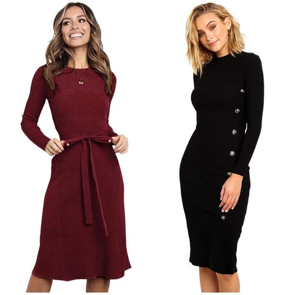 casual dresses elegant a-line women sweater dress wine red with bodycon slim black, Black;gray
casual dresses elegant a-line women sweater dress wine red with bodycon slim black, Black;gray